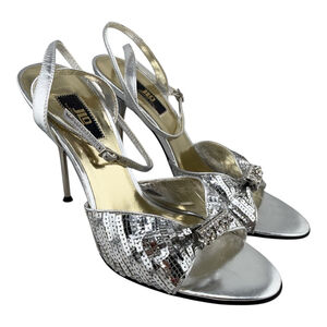 JLO Silver 4.5" Heel Sandal.Size 7